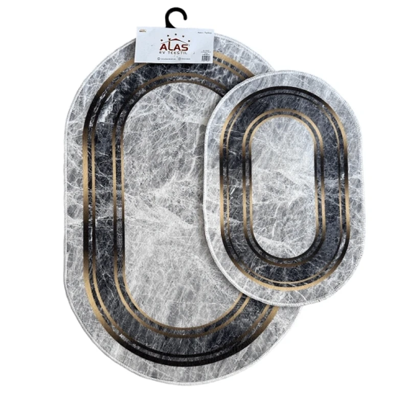 2 Li Banyo Paspası Kaymaz Klozet Takımı Oval A