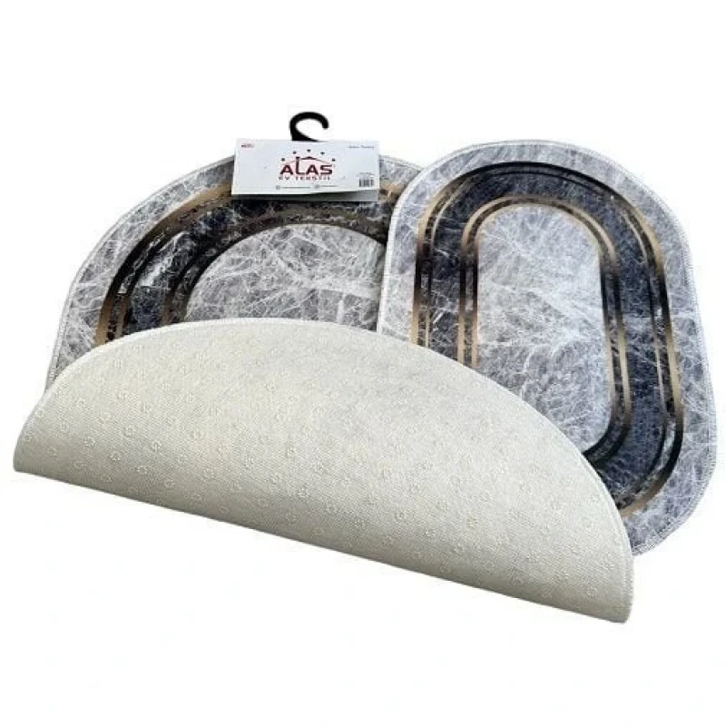 2 Li Banyo Paspası Kaymaz Klozet Takımı Oval A