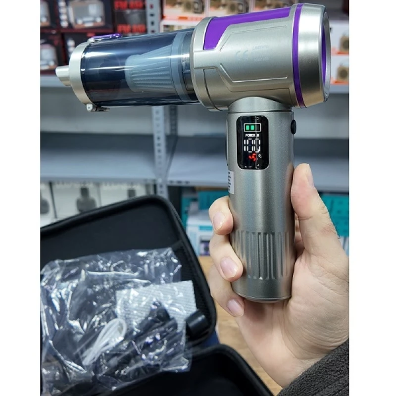 20.000 PA 3 Kademeli Çantalı 16 Parça Profesyonel Ultra Çekim Güçlü Dijital Ekranlı Şarjlı Araç Süpürgesi