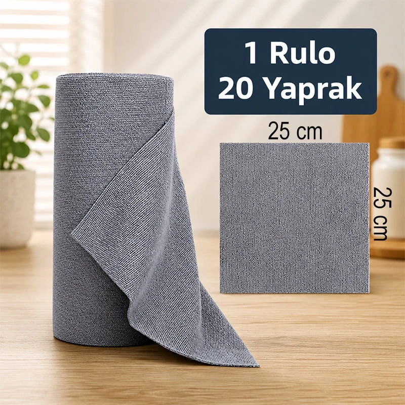 20 Li Rulo Mikrofiber Temizlik Bezi 25x25 cm Çok Amaçlı Kopart Kullan Kaliteli