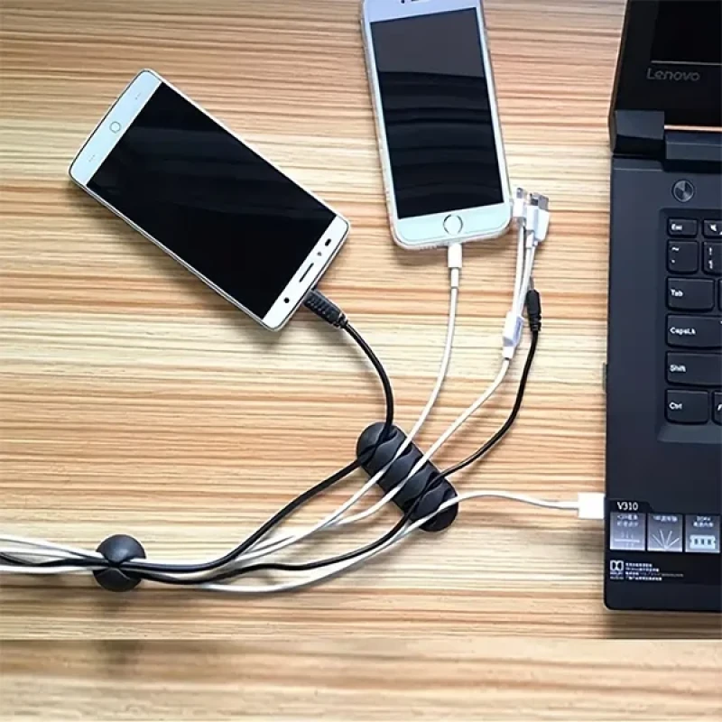 3 Adet 5 Kanallı Siyah Kablo Tutucu Masaüstü Kablo Düzenleyici