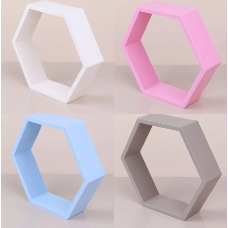 3 Adet Altıgen Dekoratif Duvar Rafı