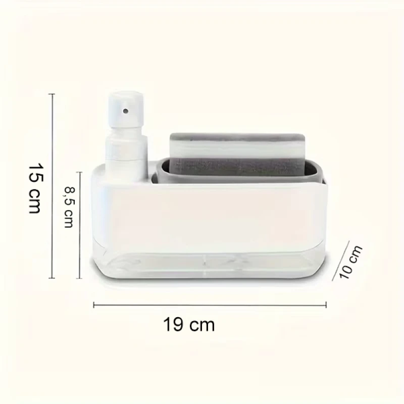 3 ü 1 Arada Çift Hazneli Süngerlikli 2 Farklı Sabun Koyulabilen Sıvı Sabunluk