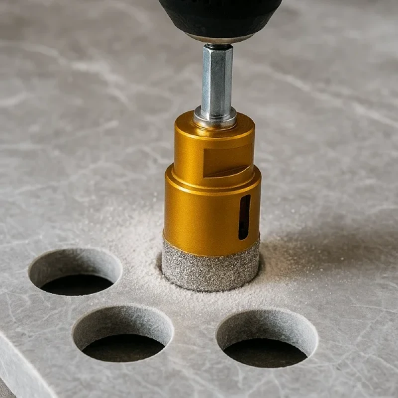 33 Mm Granit Mermer Seramik Delme Aparatı Panç Spiral ve Matkaba Takılabilir