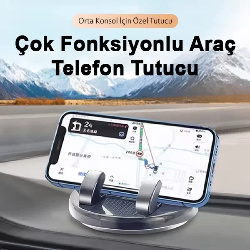 360 Derece Dönebilen Yapışkanlı Numaratörlü Araç Telefon Tutucu