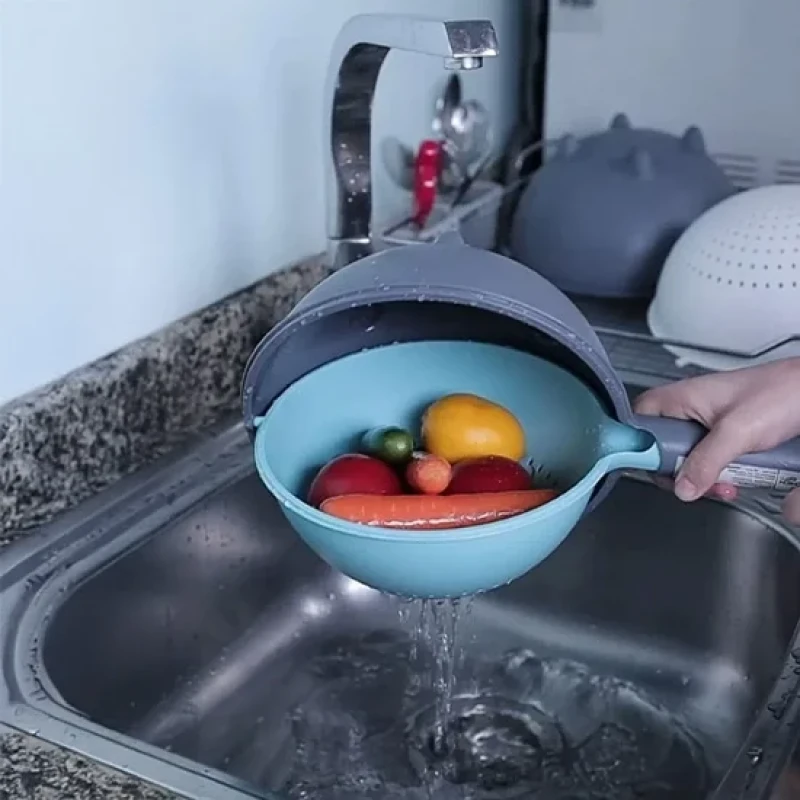 360 Derece Dönen Pirinç Yıkama Makarna Süzgeci
