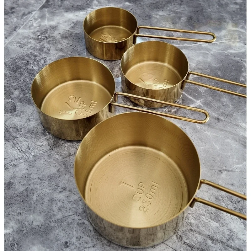 4 Adet Büyük Boy Paslanmaz Çelik Ölçü Kaşığı Seti Ölçü Kabı 60ml 80ml 125ml 250ml