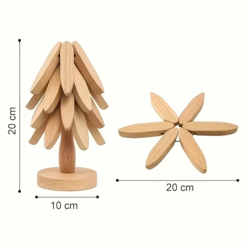 4 Lü Standlı Katlanır Bambu Nihale Pratik Ahşap Nihale Tencere Altlığı