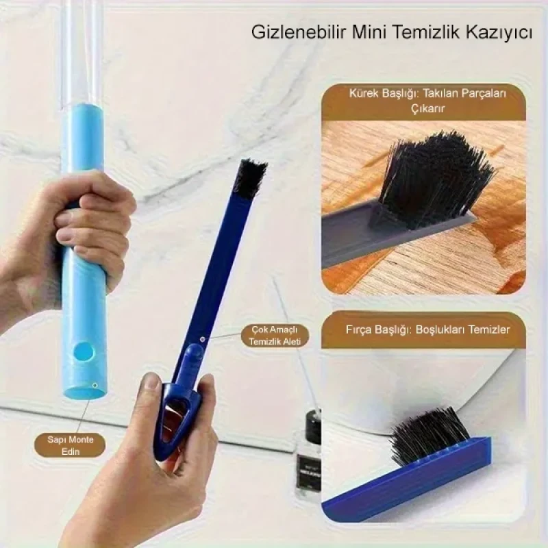 4 ü 1 Arada Çift Taraflı Kazıyıcılı Spreyli Cam Silme ve Fırça Apratı