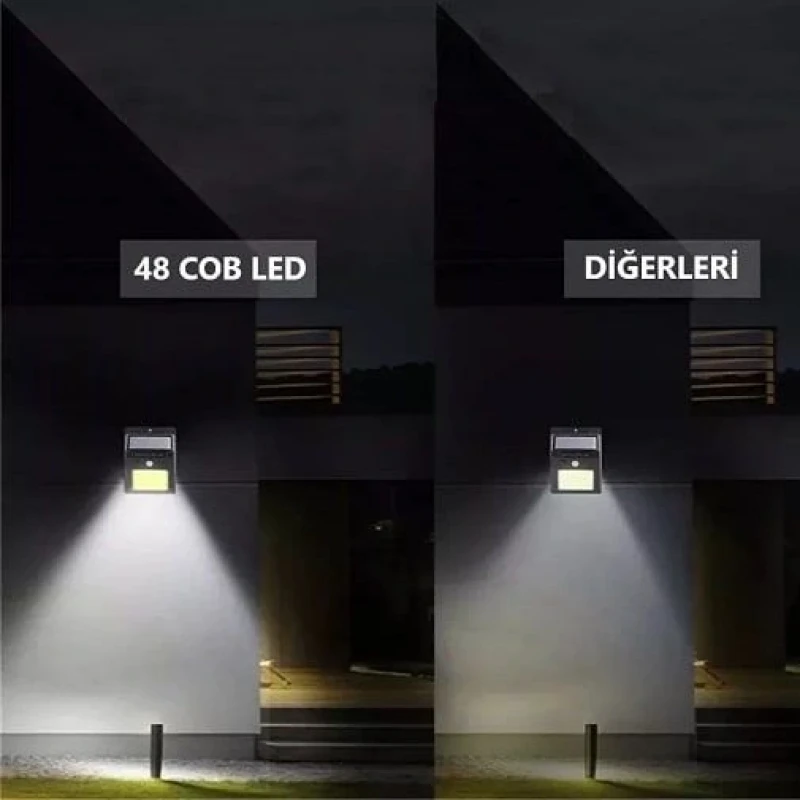 48 Led Cob Hareket Sensörlü Solar Bahçe Lambası