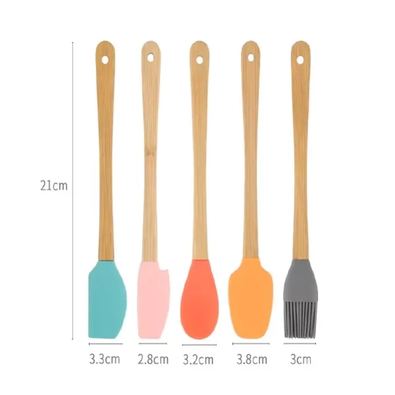 5 Parça Mini Silikon Spatula Kaşık Fırça Seti