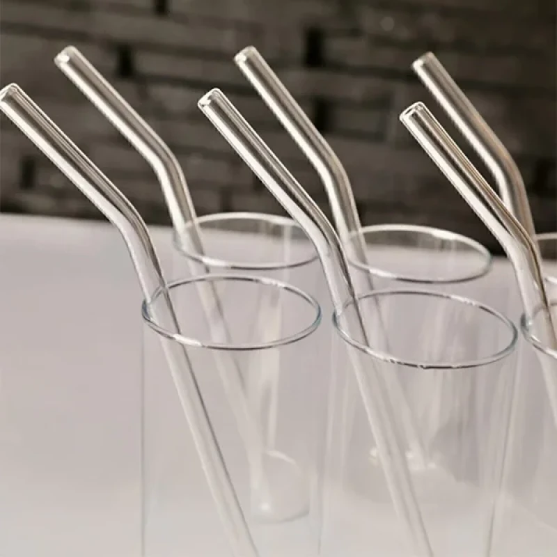 6 Adet Eğimli Şeffaf Cam Pipet