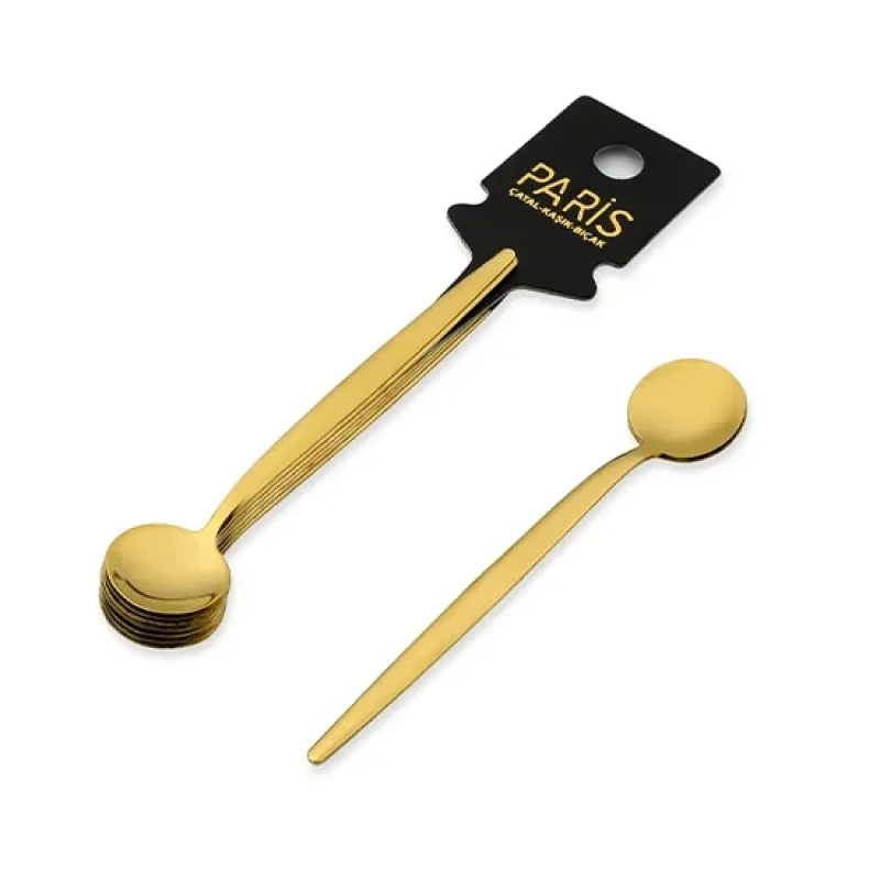 6 Lı Lizbon Yuvarlak Çay Kaşığı Gold