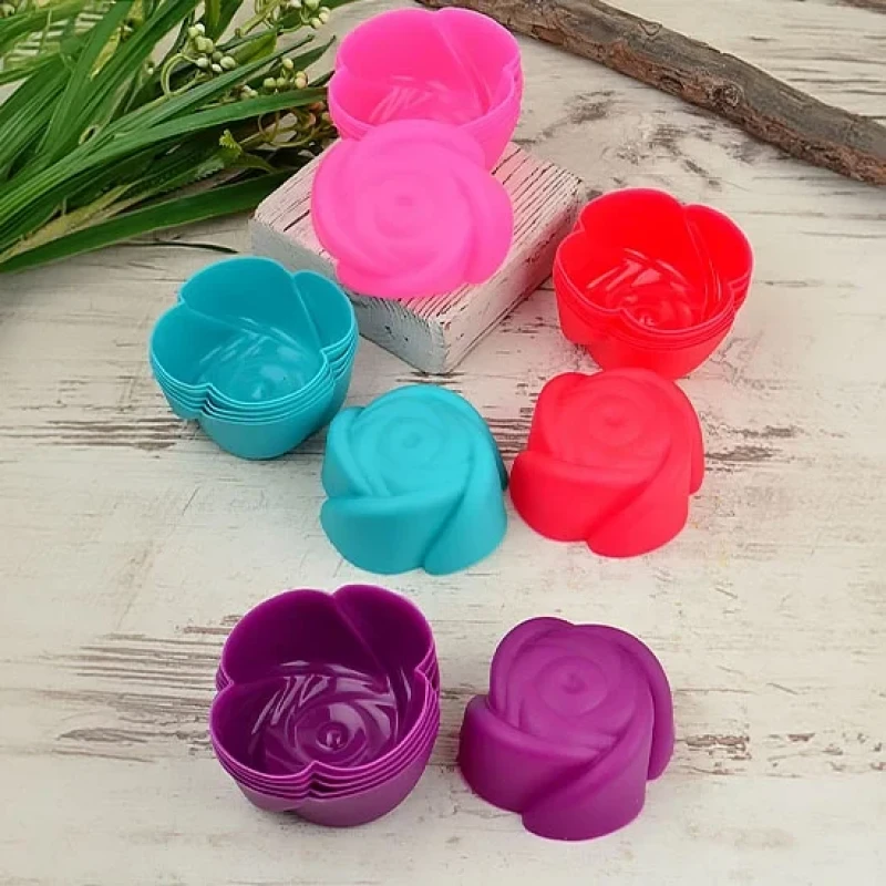 6 Lı Mini Silikon Gül Muffin Kek Kalıbı