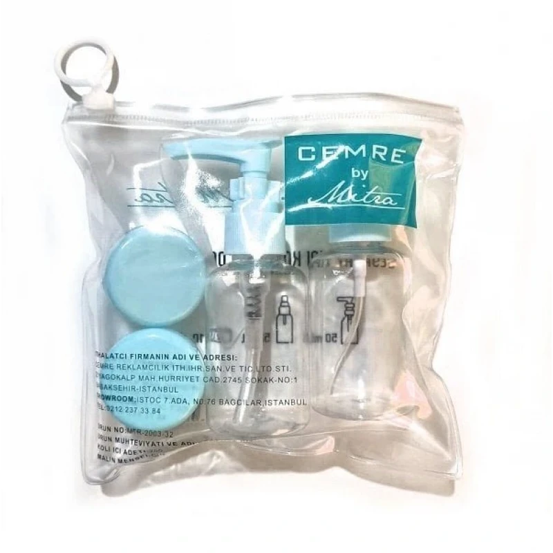 6 Lı Şeffaf Seyehat Kiti Kozmetik Dolum Seti