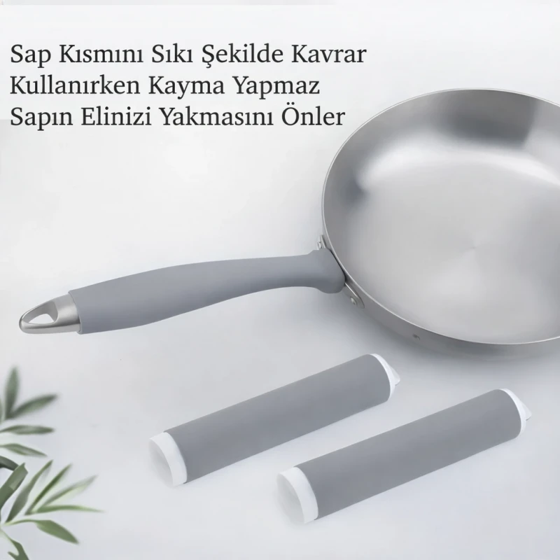 Isı Yalıtımlı Silikon Tava Sapı Kaplama Koruyucu Güvenli Tutuş Sağlayan Eli Yakmayan