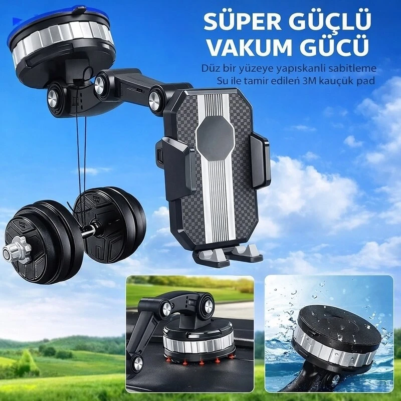 Jel Vantuzlu Cama Takılabilen Güçlü 360 Derece Dönebilen Ayarlanabilir Araç Telefon Tutucu