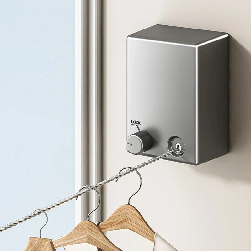 Uzatılabilir Geri Çekilebilir Çamaşır Kurutma Askısı Pratik Balkon Çamaşır İpi Paslanmaz Çelik Tel