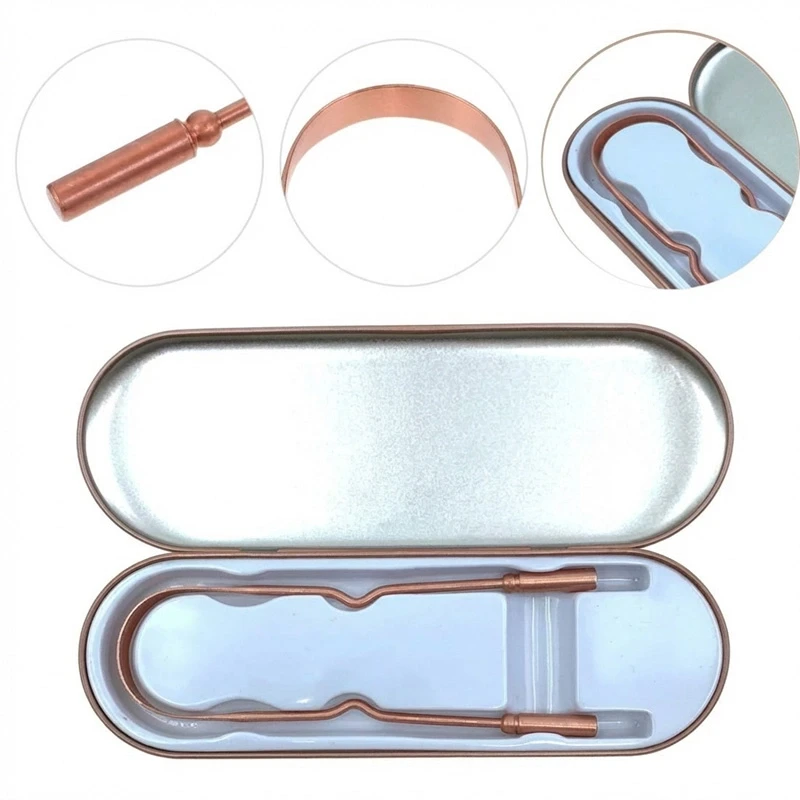 Bakır Dil Temizleme Aparatı Dil Sıyırıcı Dil Temizleyici Bakır Ağız Bakım Fırçası