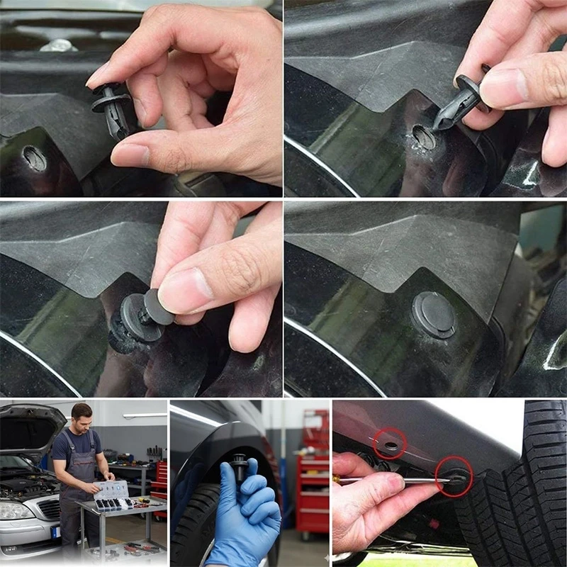 100 Parça Plastik Bağlantı Elemanları Oto Kaplama Klipsi Tampon ve Trim Sabitleme Perçinleri