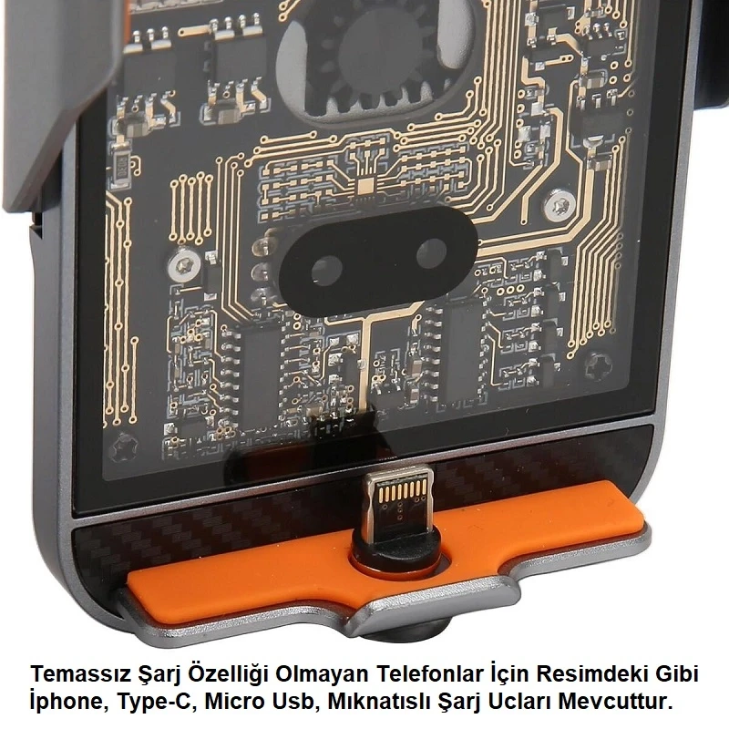 C11 Kablosuz 15w Hızlı Şarj Aleti ve Araç Telefon Tutucu 360 Derece Ayarlanabilir Otomatik Tutuş Özelliği