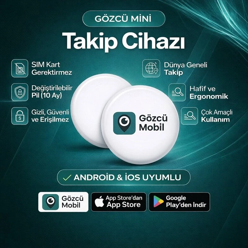Gözcü Mini Android ve İos Uyumlu Takip Cihazı Geçmişe Dönük Konum Gps Araç Motor Çocuk Gizli