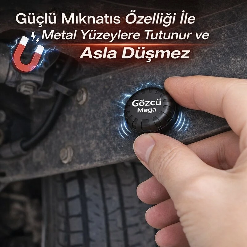 Gözcü Mega Android ve İos Uyumlu Takip Cihazı 3 Yıl Pil Ömrü Geçmişe Dönük Konum Gps Araç Motor Çocuk Gizli