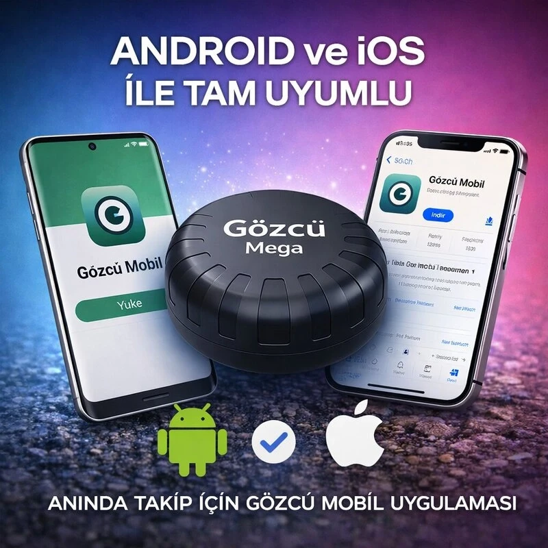 Gözcü Mega Android ve İos Uyumlu Takip Cihazı 3 Yıl Pil Ömrü Geçmişe Dönük Konum Gps Araç Motor Çocuk Gizli