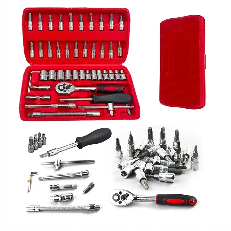 Cr-v Max 1/4 Cırcırlı 46 Parça Lokma Anahtar Takımı Bits Uç Seti Tam Set