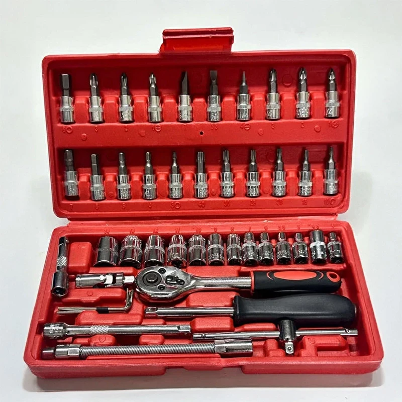 Cr-v Max 1/4 Cırcırlı 46 Parça Lokma Anahtar Takımı Bits Uç Seti Tam Set