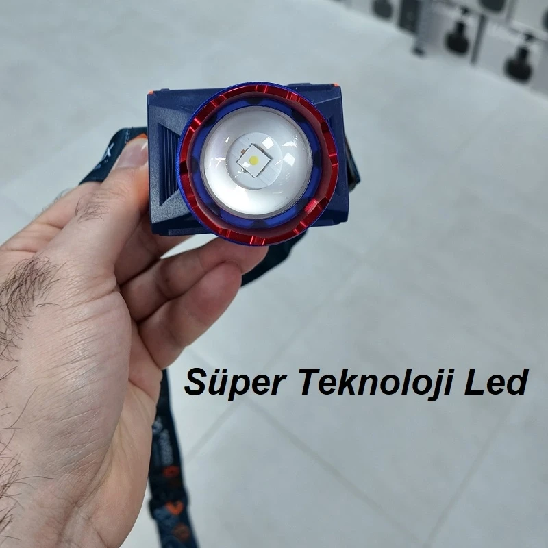 50W 3000 Lümen 6800mAH Batarya Zoomlu ve Sensörlü Dijital Ekran Kafa Lambası