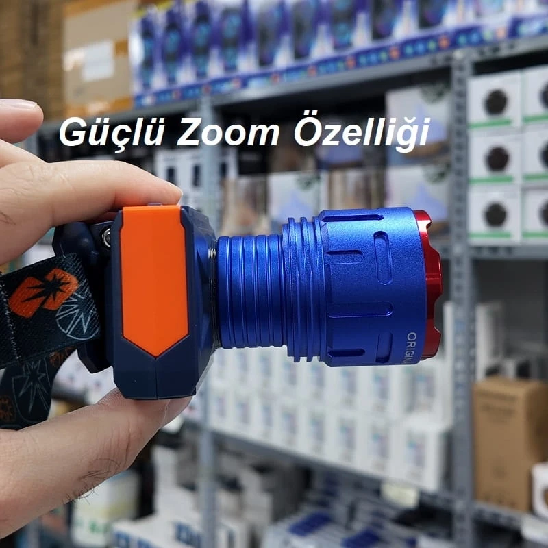 50W 3000 Lümen 6800mAH Batarya Zoomlu ve Sensörlü Dijital Ekran Kafa Lambası