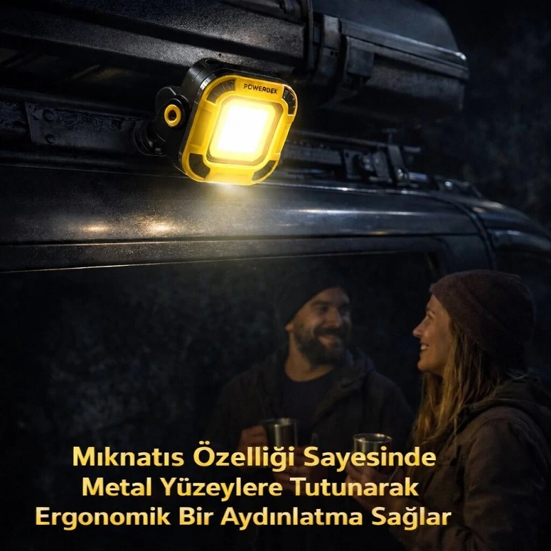 Mini Şarjlı COB LED Projektör Güçlü Işık Mıknatıslı Yapışma Tamir Kamp Çalışma Lambası