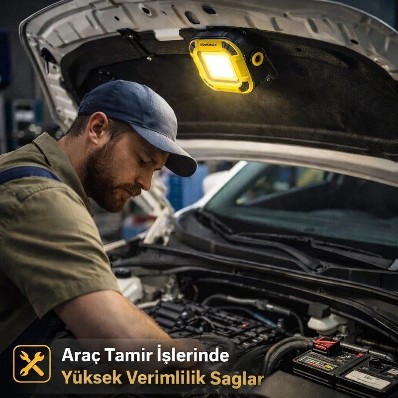 Mini Şarjlı COB LED Projektör Güçlü Işık Mıknatıslı Yapışma Tamir Kamp Çalışma Lambası
