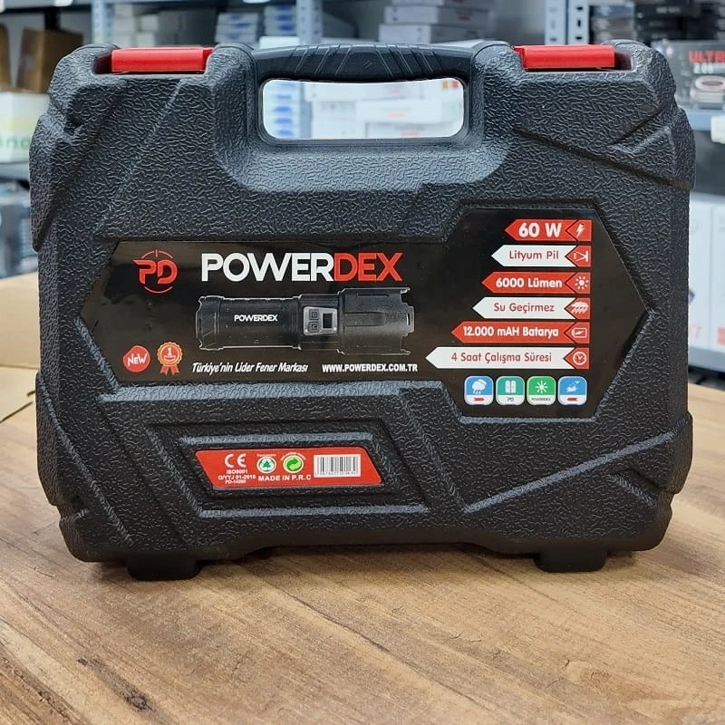 6000 Lümen 60w Profesyonel El Feneri 12.000 Mah Powerbank Özellikli Zoomlu Metal Gövde