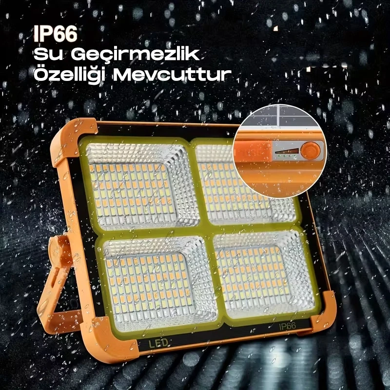 Güneş Enerjili Şarjlı Su Geçirmez Kamp Lambası 8 Saat Çalışan 4000 mAh Solar Kamp Lambası