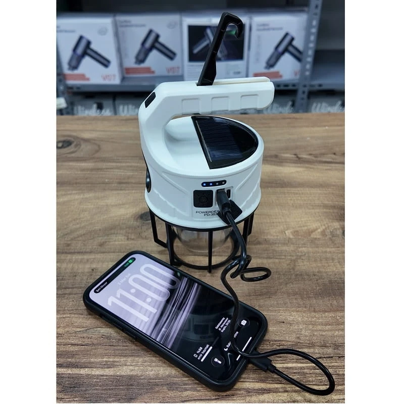 Çift Işıklı IPX4 Led Solar Şarjlı Güneş Enerjili Kamp Lambası Powerbank Özellikli