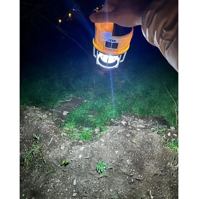 Çift Işıklı IPX4 Led Solar Şarjlı Güneş Enerjili Kamp Lambası Powerbank Özellikli