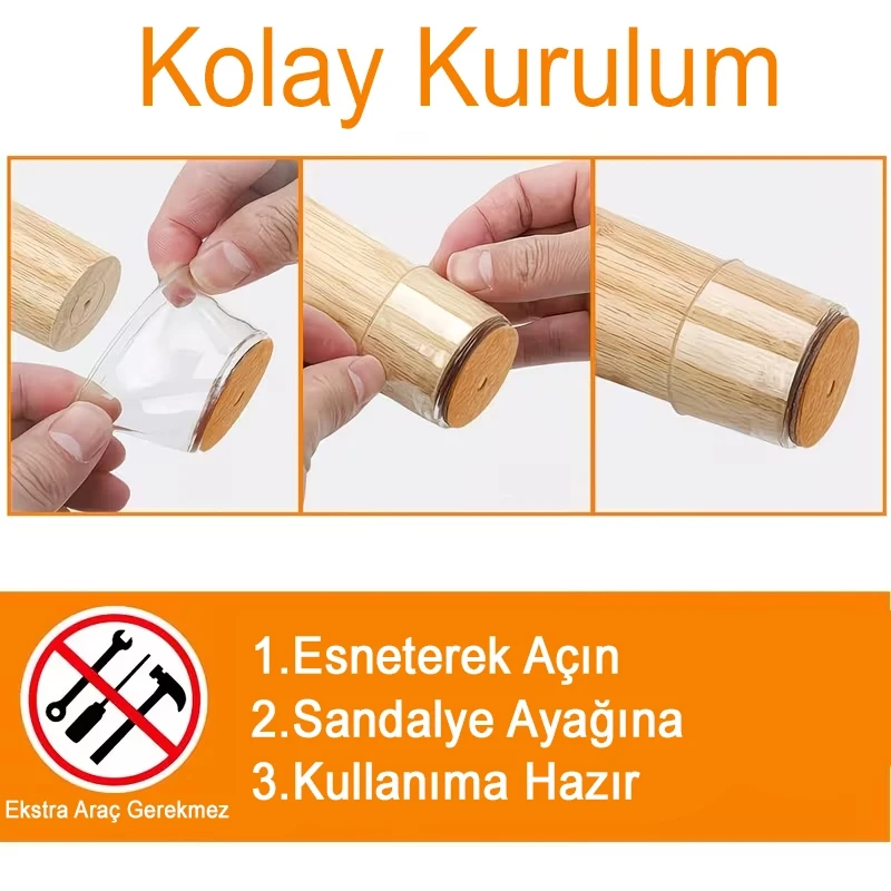 4 Lü Keçeli Şeffaf Silikon Sandalye Ayağı Koruyucu Çizdirmez