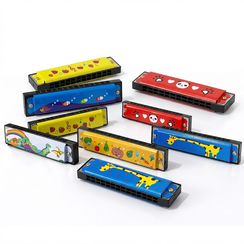 Desenli Mızıka 16 Delikli Çift Sıralı Renkli