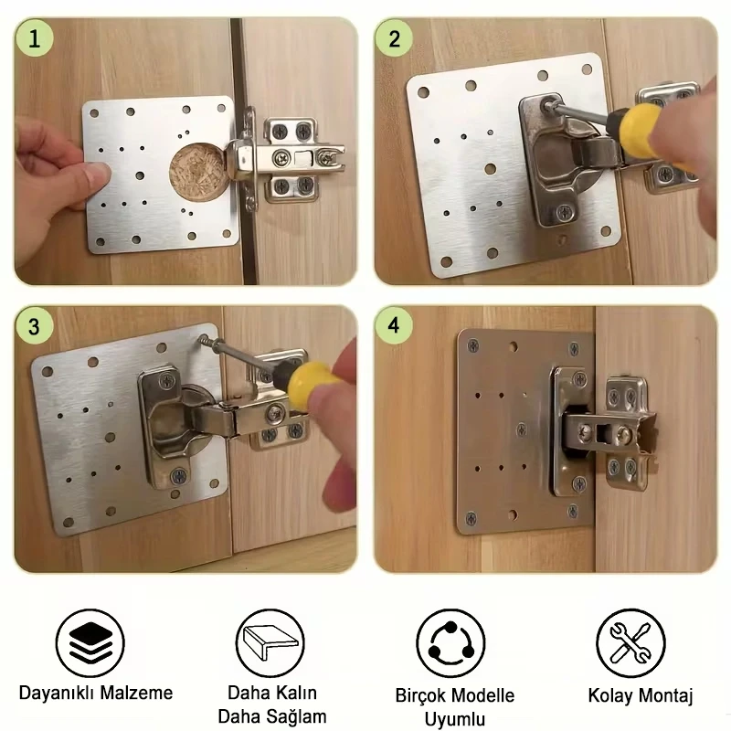 6 Adet Menteşe Onarım Seti Menteşe Tamir Kiti Paslanmaz Menteşe Tamir Aparatı
