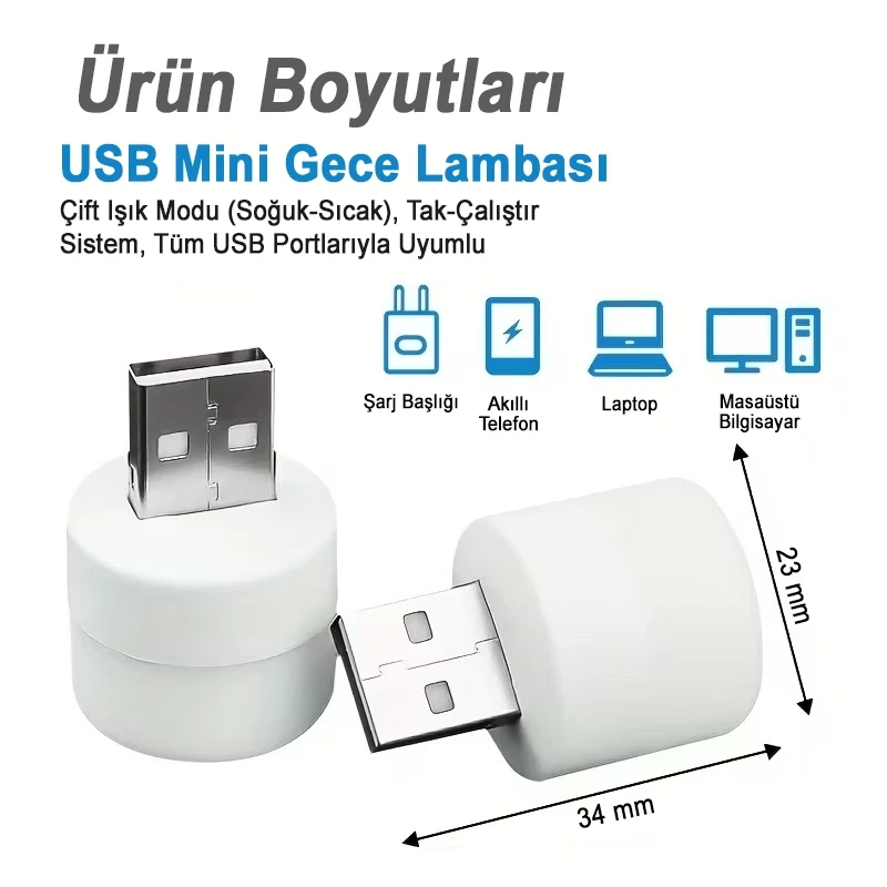 10 Adet Mini Usb Top Led Aydınlatma Seti Gece Lambası Enerji Tasarruflu