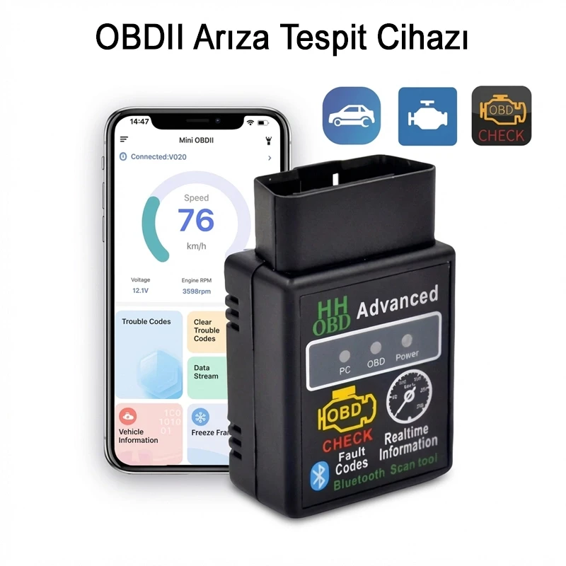 HHOBD OBD2 V2.1 Android Bluetooth Özellikli Araç Arıza Tespit Cihazı