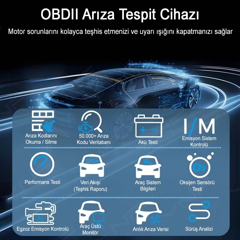 HHOBD OBD2 V2.1 Android Bluetooth Özellikli Araç Arıza Tespit Cihazı