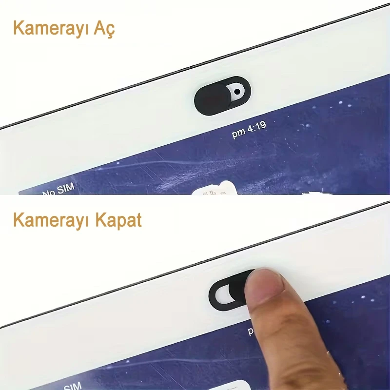 3 Adet Laptop Tablet Kamera Webcam Kapatıcı Örtücü Sürgülü Kapak Siyah