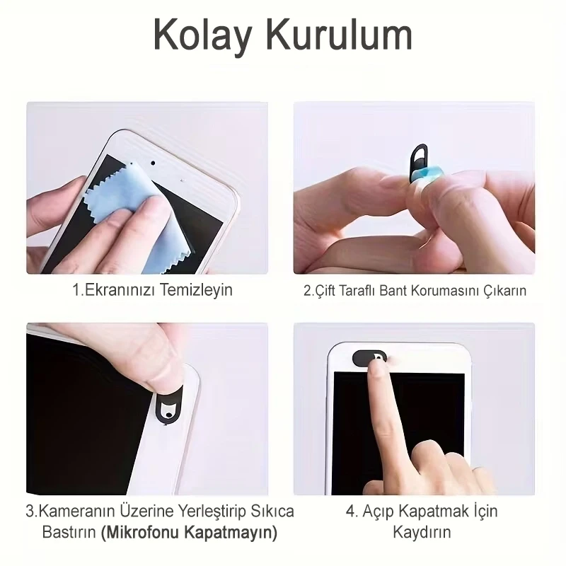 3 Adet Laptop Tablet Kamera Webcam Kapatıcı Örtücü Sürgülü Kapak Siyah