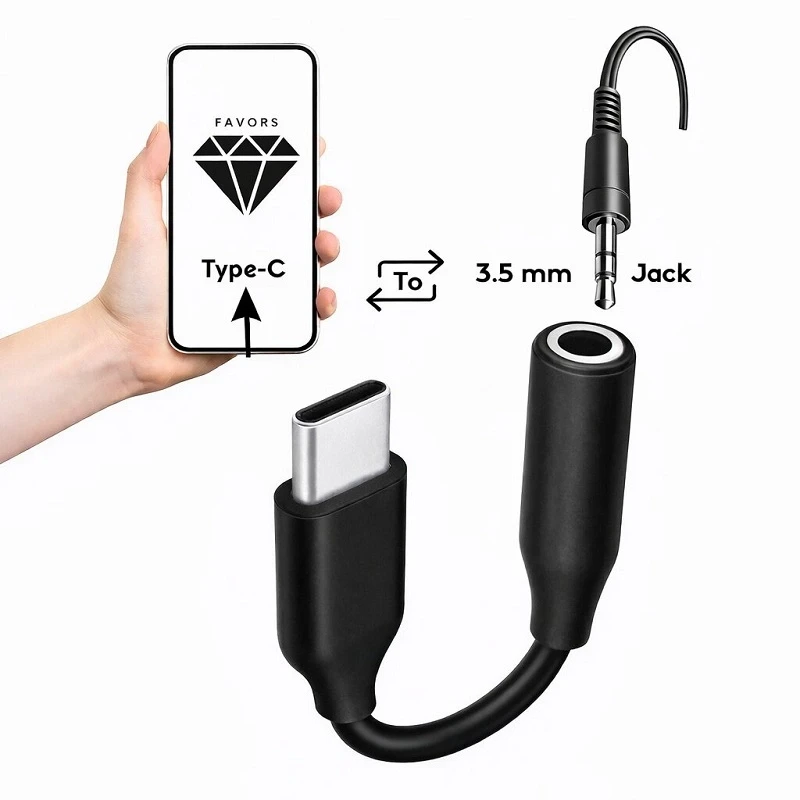 Type-c To Jack 3.5 Mm Kulaklık Dönüştürücü Tüm Type-c Telefon İle Uyumlu Aux Kablo Converter
