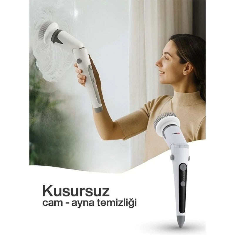 MPIA Premium 13 Parça Ayarlanabilir Başlıklı Şarjlı Temizlik Fırçası Mutfak Banyo Araba Temizleme Fırçası