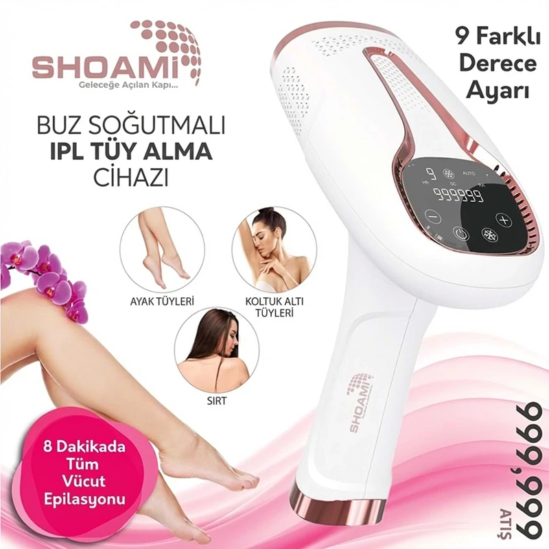 Ipl Buz Lazer Epilasyon 999.999 Atım Otomatik Manuel Dokunmatik Ekran Ağrısız Vücut Yüz Cihazı