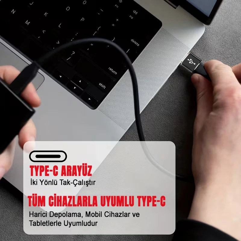 Usb Type-c To Usb 3.0 Dönüştürücü Otg Çevirici Başlık Aparatı 6a Hızlı Veri Aktarımı